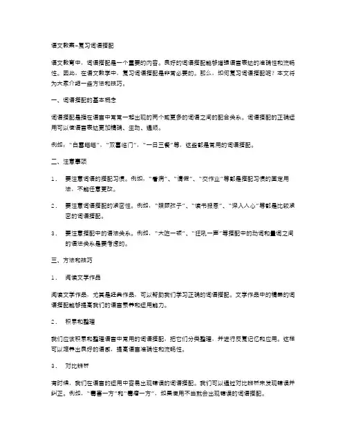 语文教案复习词语搭配