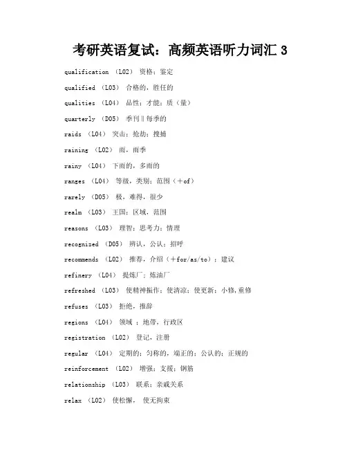 考研英语复试高频英语听力词汇