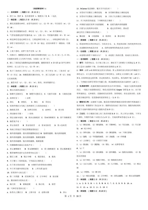 《局部解剖学》试题+答案(可编辑修改word版)