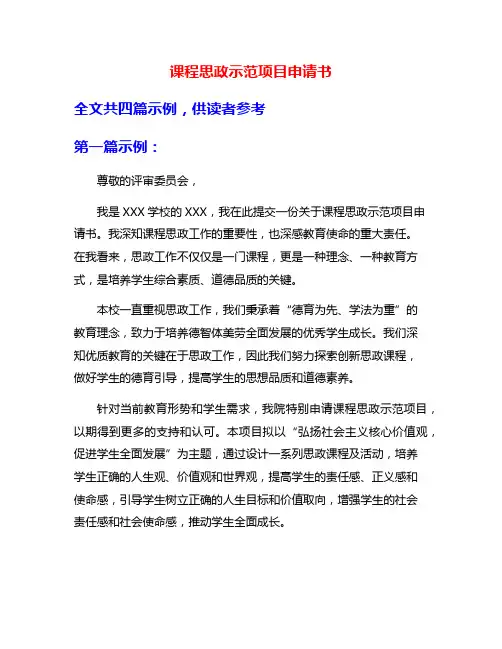 课程思政示范项目申请书