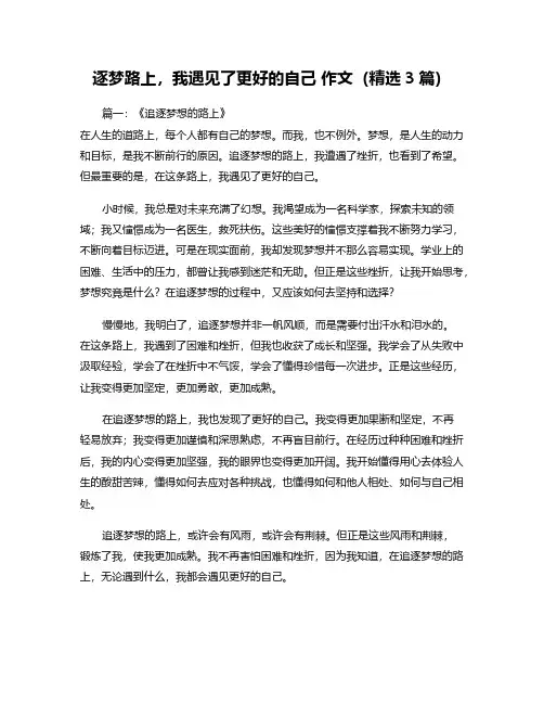 逐梦路上,我遇见了更好的自己 作文(精选3篇)