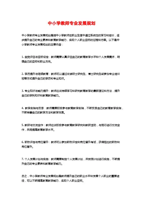 中小学教师专业发展规划