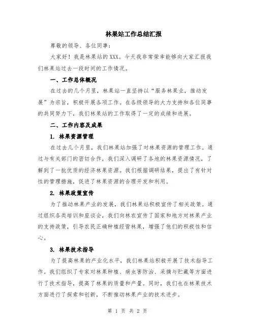林果站工作总结汇报