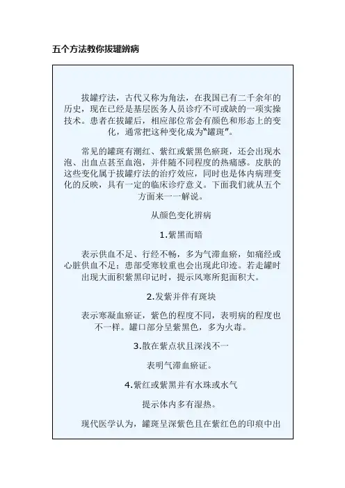 五个方法教你拔罐辨病