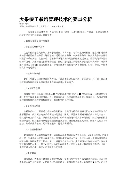大果榛子栽培管理技术的要点分析