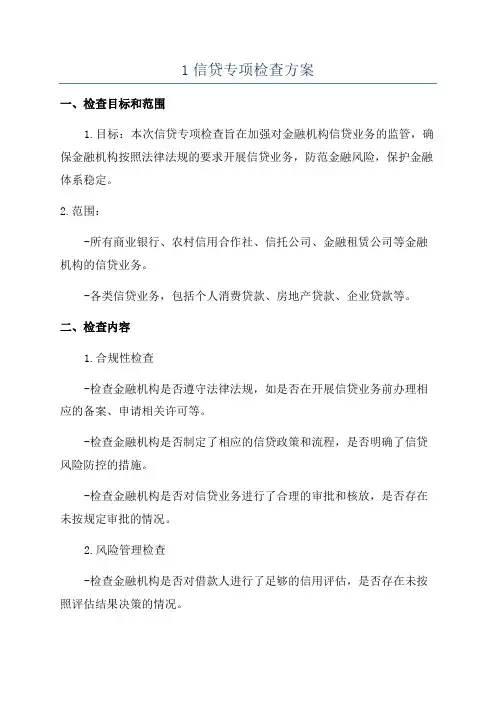 1信贷专项检查方案