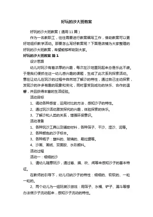 好玩的沙大班教案