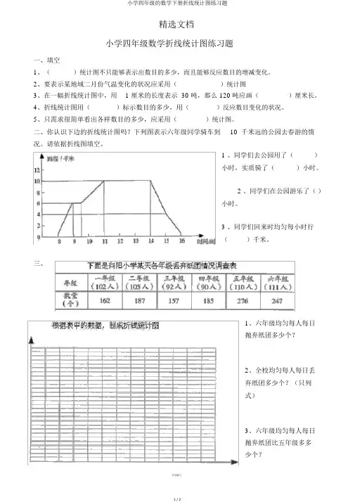 小学四年级的数学下册折线统计图练习题