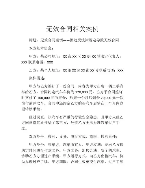 无效合同相关案例