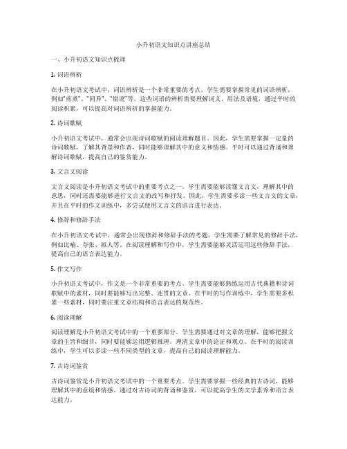 小升初语文知识点讲座总结