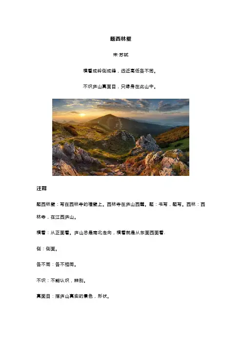 苏轼《题西林壁》全诗译文及赏析