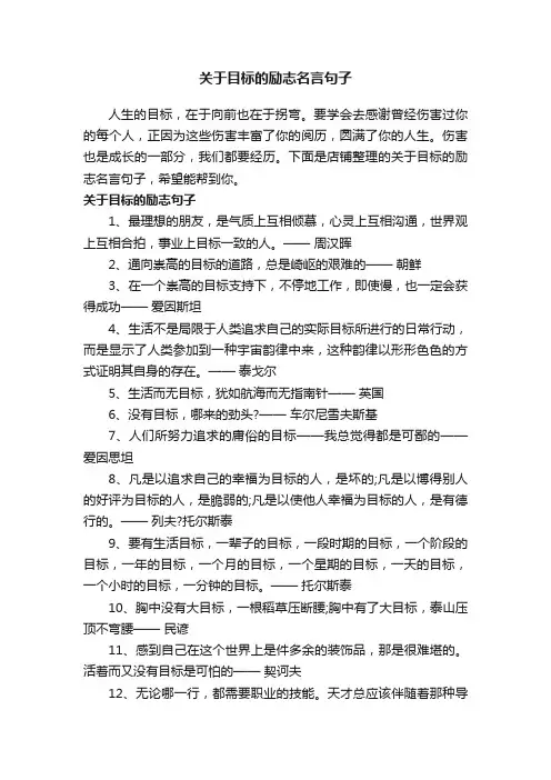 关于目标的励志名言句子