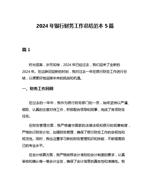 2024年银行财务工作总结范本5篇