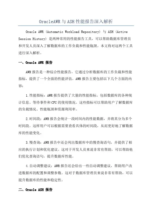 OracleAWR与ASH性能报告深入解析