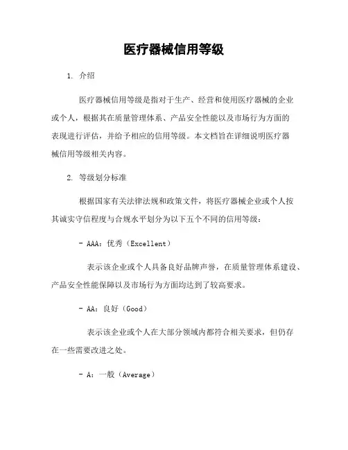 医疗器械信用等级