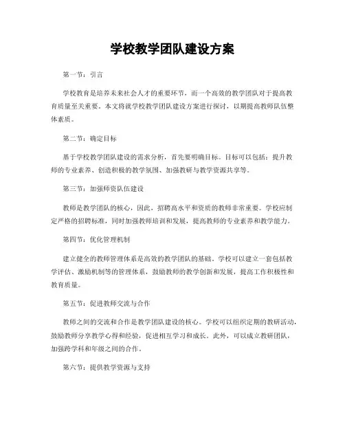 学校教学团队建设方案