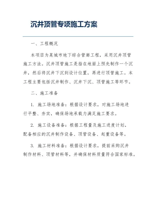 沉井顶管专项施工方案