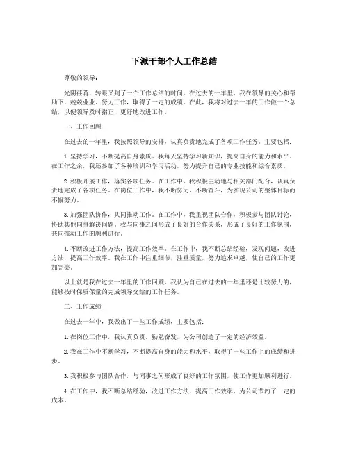 下派干部个人工作总结