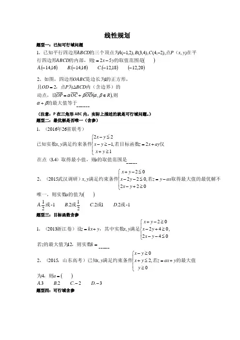 1、线性规划经典例题