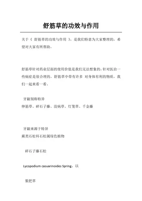 舒筋草的功效与作用
