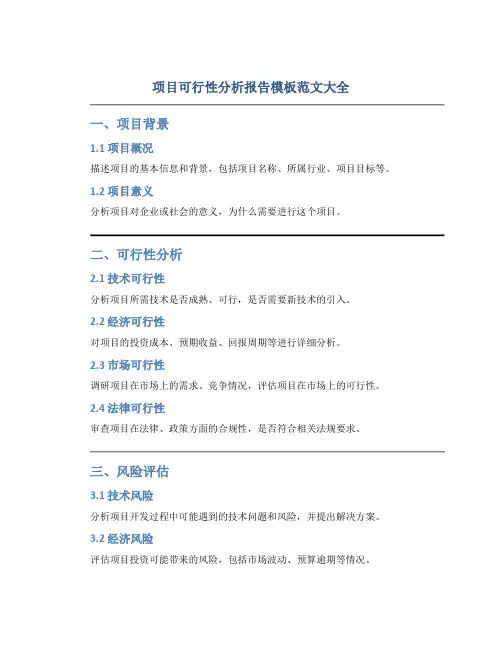 项目可行性分析报告模板范文大全