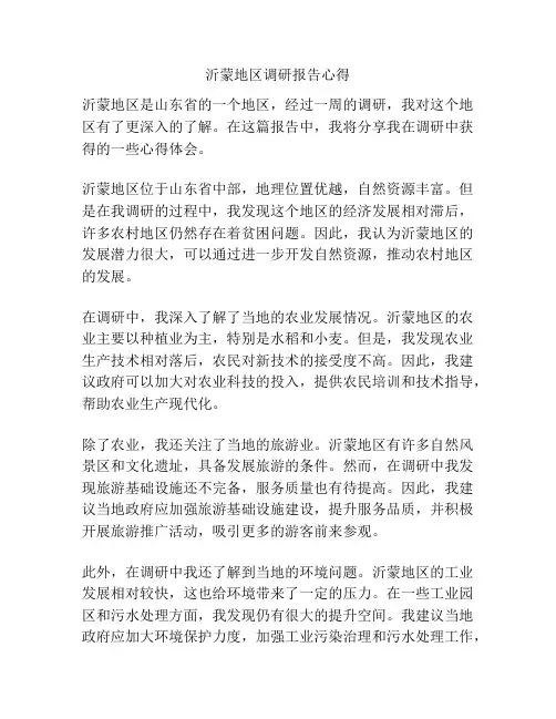 沂蒙地区调研报告心得