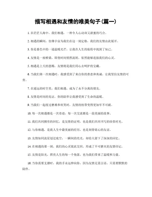 描写相遇和友情的唯美句子(精选合集2篇)