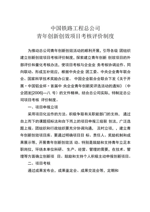 青年创新创效项目考核评价制度