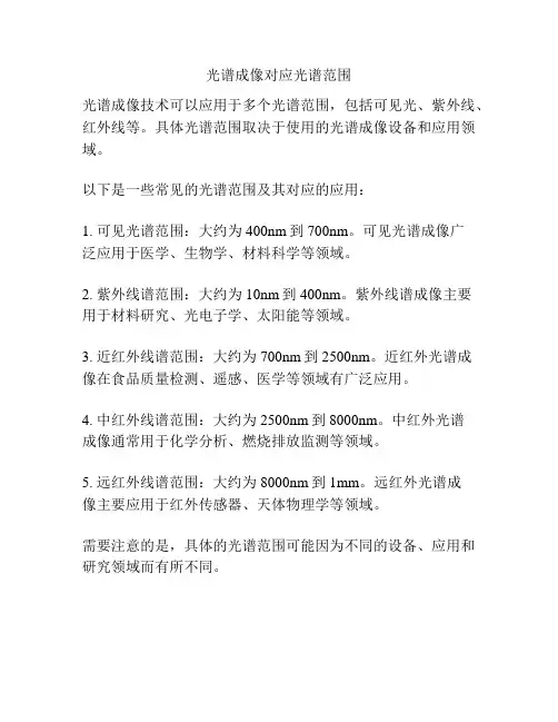 光谱成像对应光谱范围