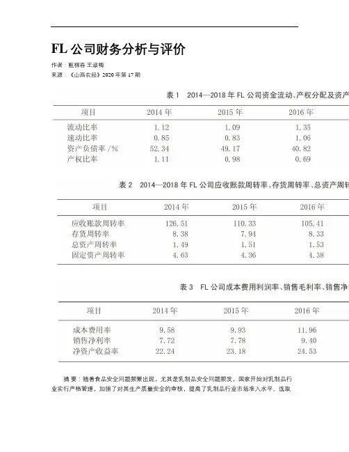 FL公司财务分析与评价
