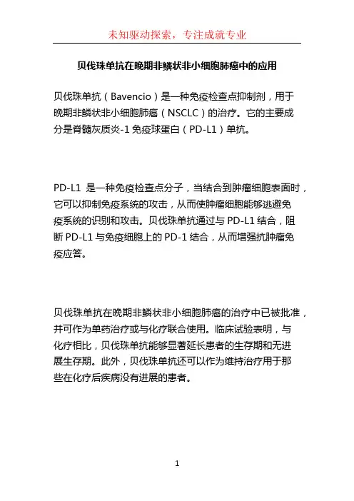 贝伐珠单抗在晚期非鳞状非小细胞肺癌中的应用