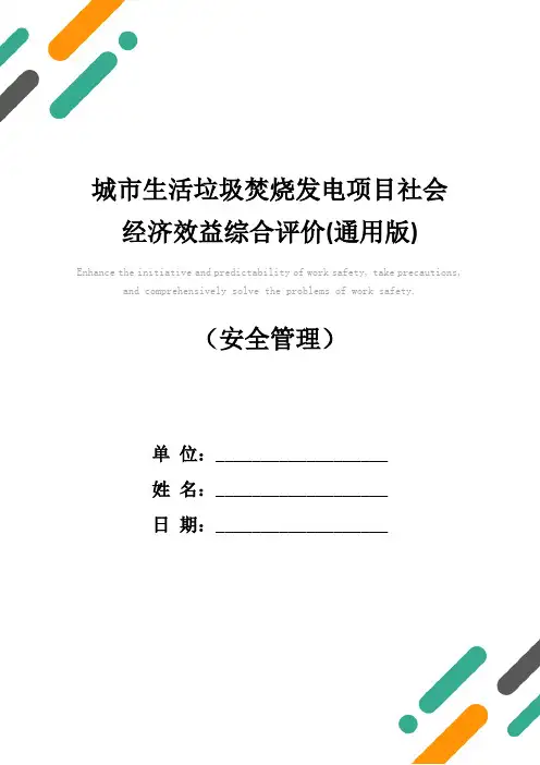 城市生活垃圾焚烧发电项目社会经济效益综合评价(通用版)