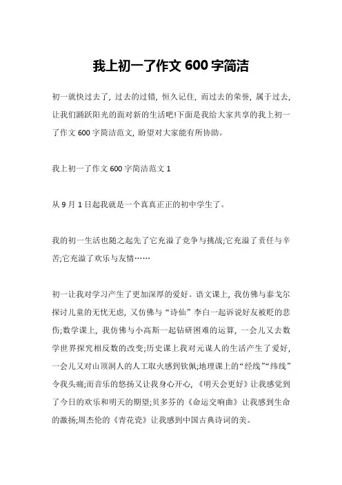 我上初一了作文600字简洁
