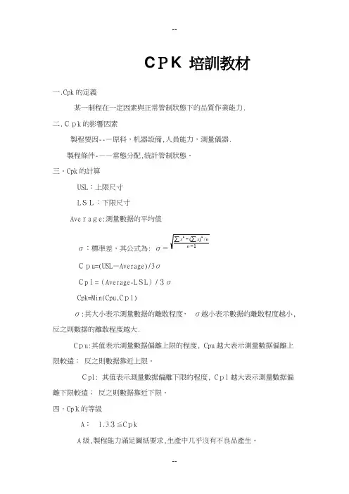CPK培训教材详细讲解
