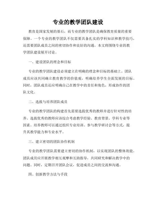 专业的教学团队建设