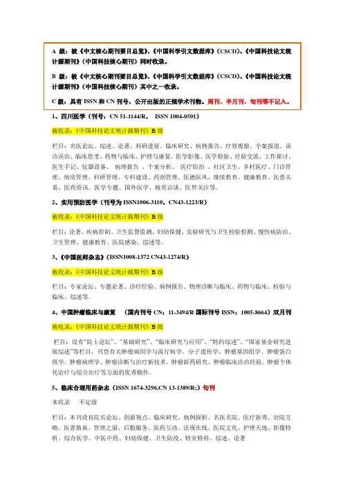 期刊收录情况表(张)
