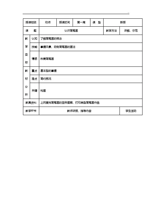 (简笔画,手工)幼师美术课程教案