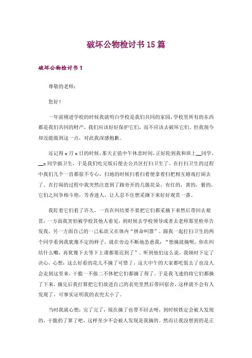 破坏公物检讨书15篇_1