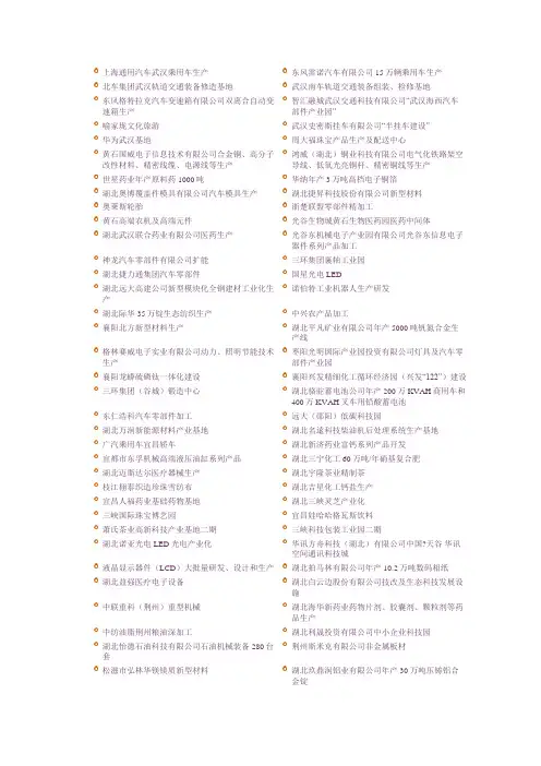 2014年度湖北省重点项目名单