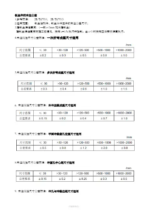 钣金件的未注公差