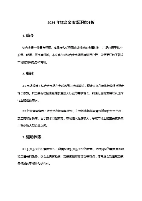 2024年钛合金市场环境分析