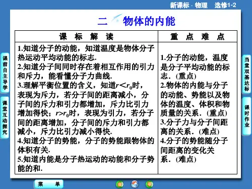 物理选修【1-2】第1章-第2节《物体的内能》ppt课件 