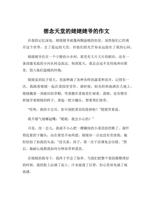 想念天堂的姥姥姥爷的作文