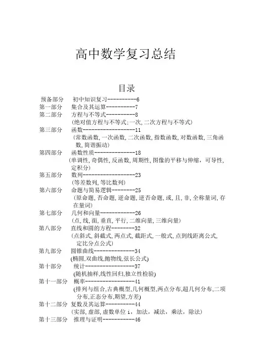 高中数学知识点总结(完整版)