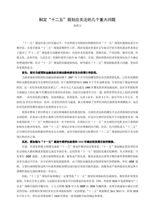 制定_十二五_规划应关注的几个重大问题