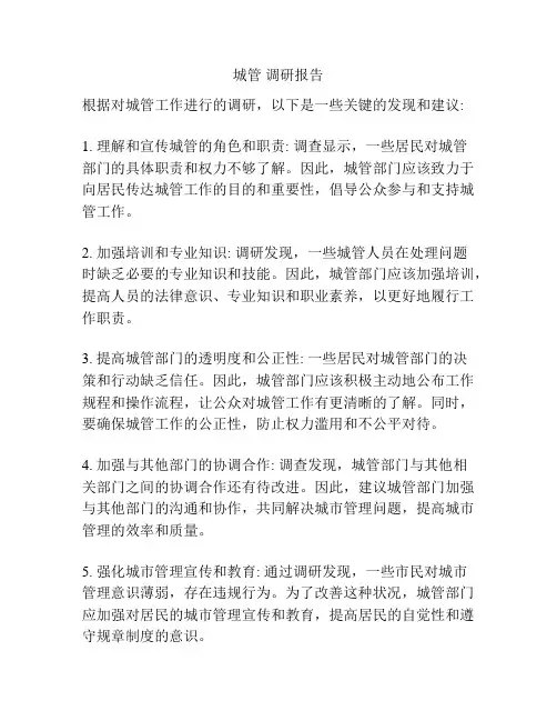城管 调研报告