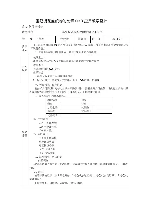 纺织品设计类重经丝织物典型教学设计