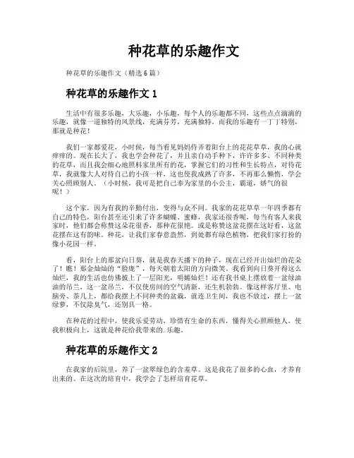 种花草的乐趣作文