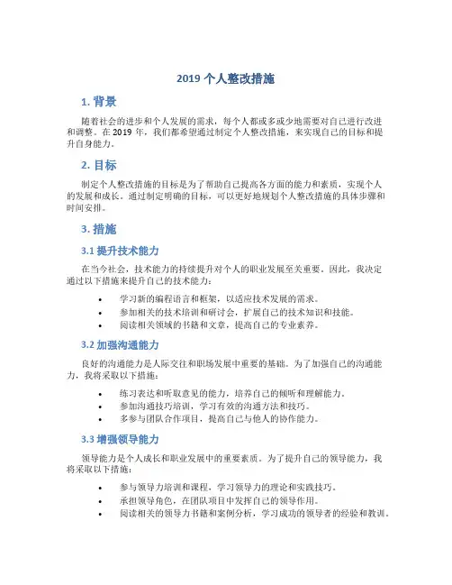 2019个人整改措施