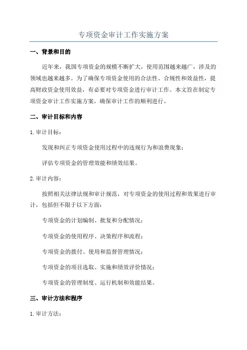 专项资金审计工作实施方案